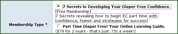 Click on "The 7 Secrets to Developing Your Diaper Free Confidence"