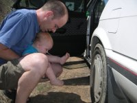 Daddy giving me a wee break during a car trip - great fun!