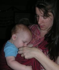 Breastfeeding while in a ring sling